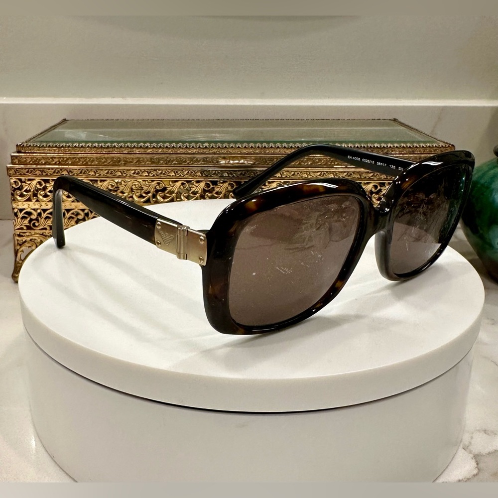 Emporio Armani Oversized Rx Tortoiseshell-Patterned Sunglass Frames - EUC